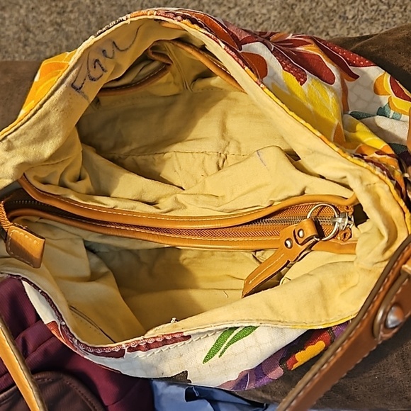 VTG 1970s FOSSIL Floral Canvas Boho Carpet Key-per Shoulder Bag - Picture 9 of 12
